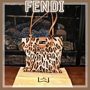 Fendi Tote Bag Leather Unborn Calf/Pony Hair Leopard